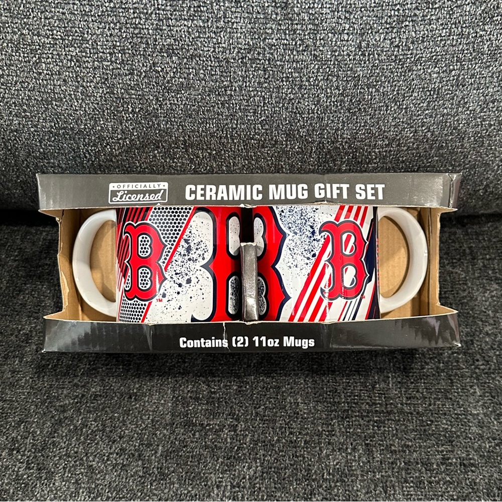 Boston Red Sox Ceramic Mug Gift Set 2 11oz Coffee Mugs Logo Brands MLB